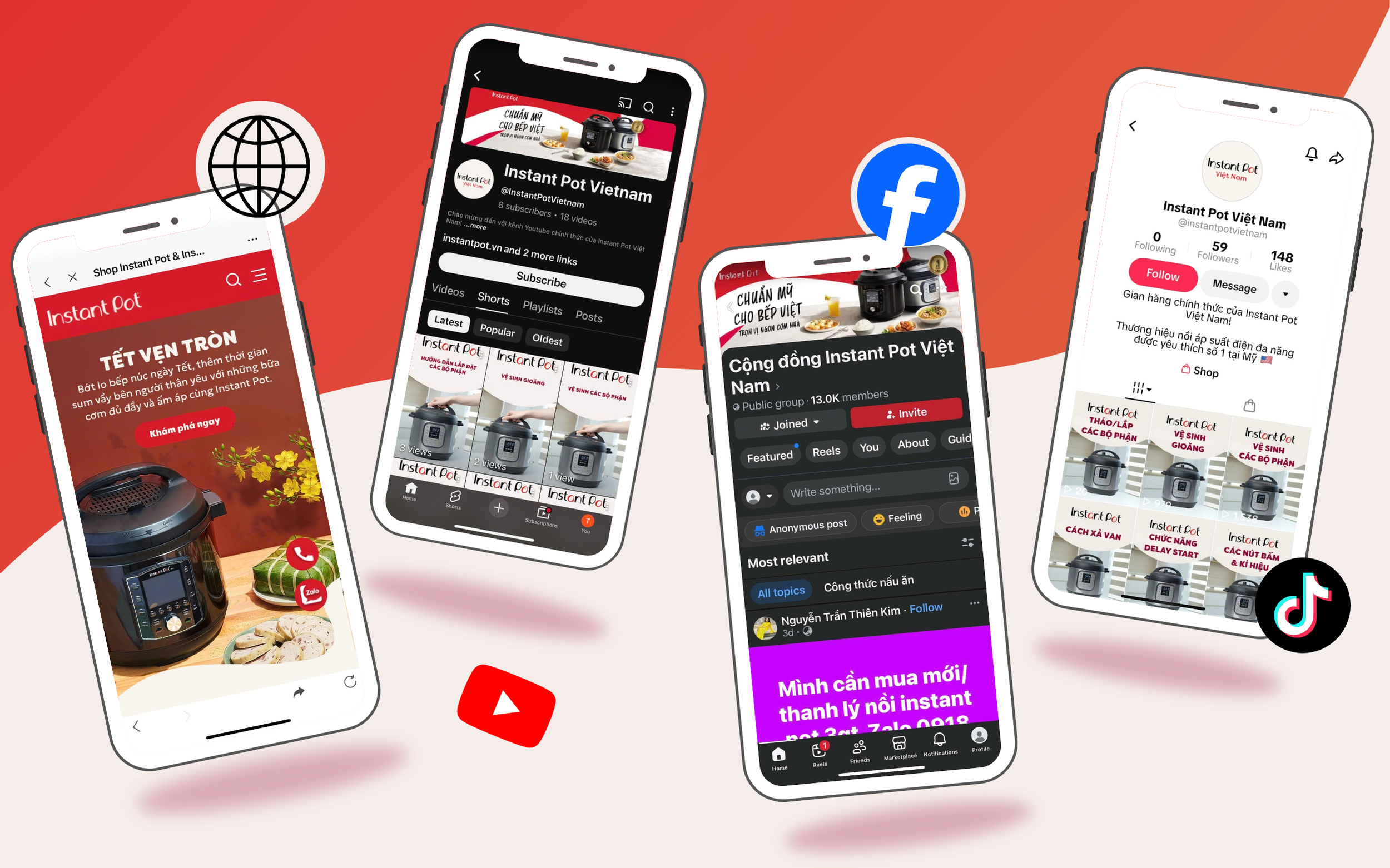 Instant Pot Việt Nam có trên mọi nền tảng Youtube, Facebook, Tiktok
