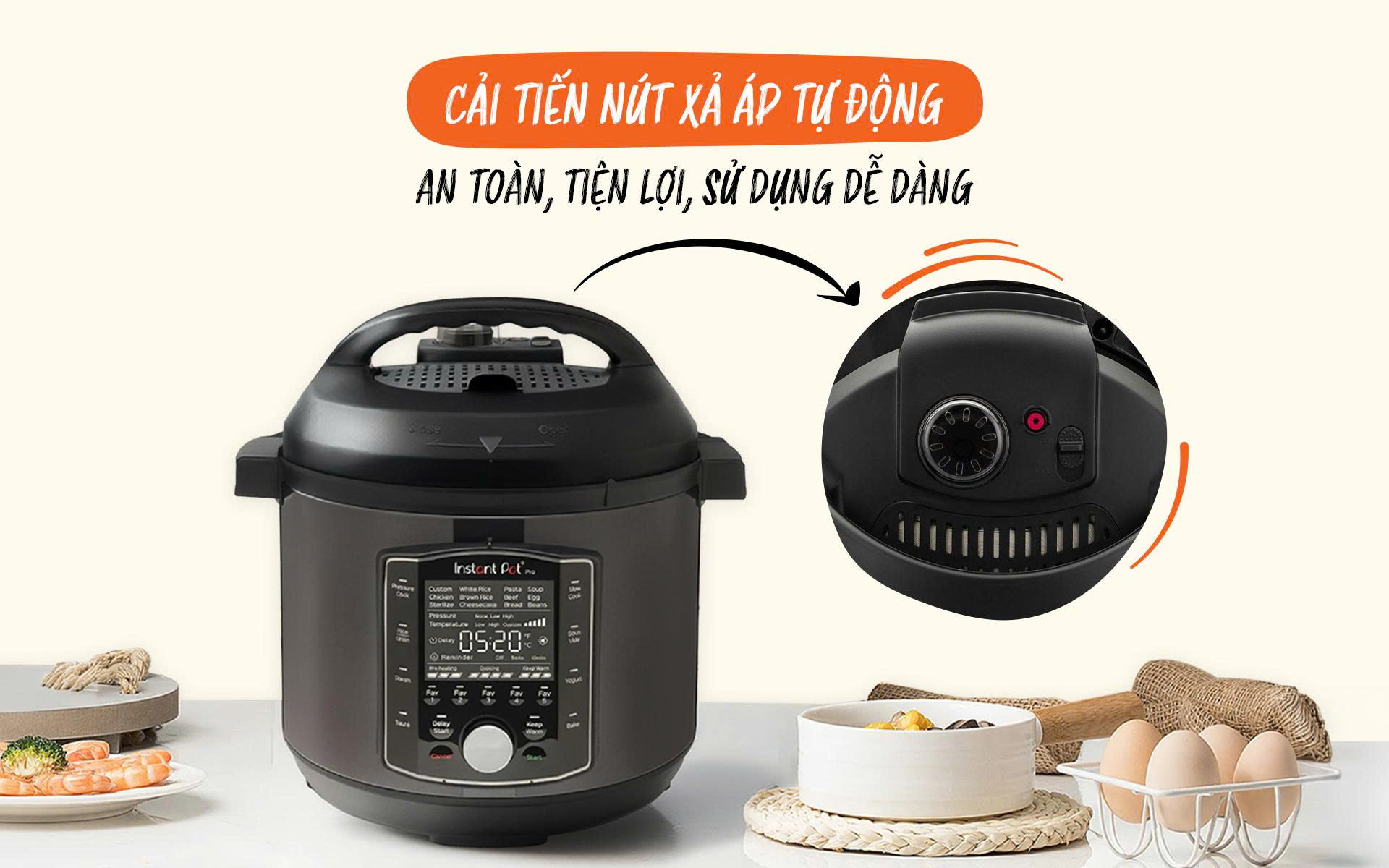 Cải tiến van xả hơi với nồi áp suất Instant Pot phiên bản 2026