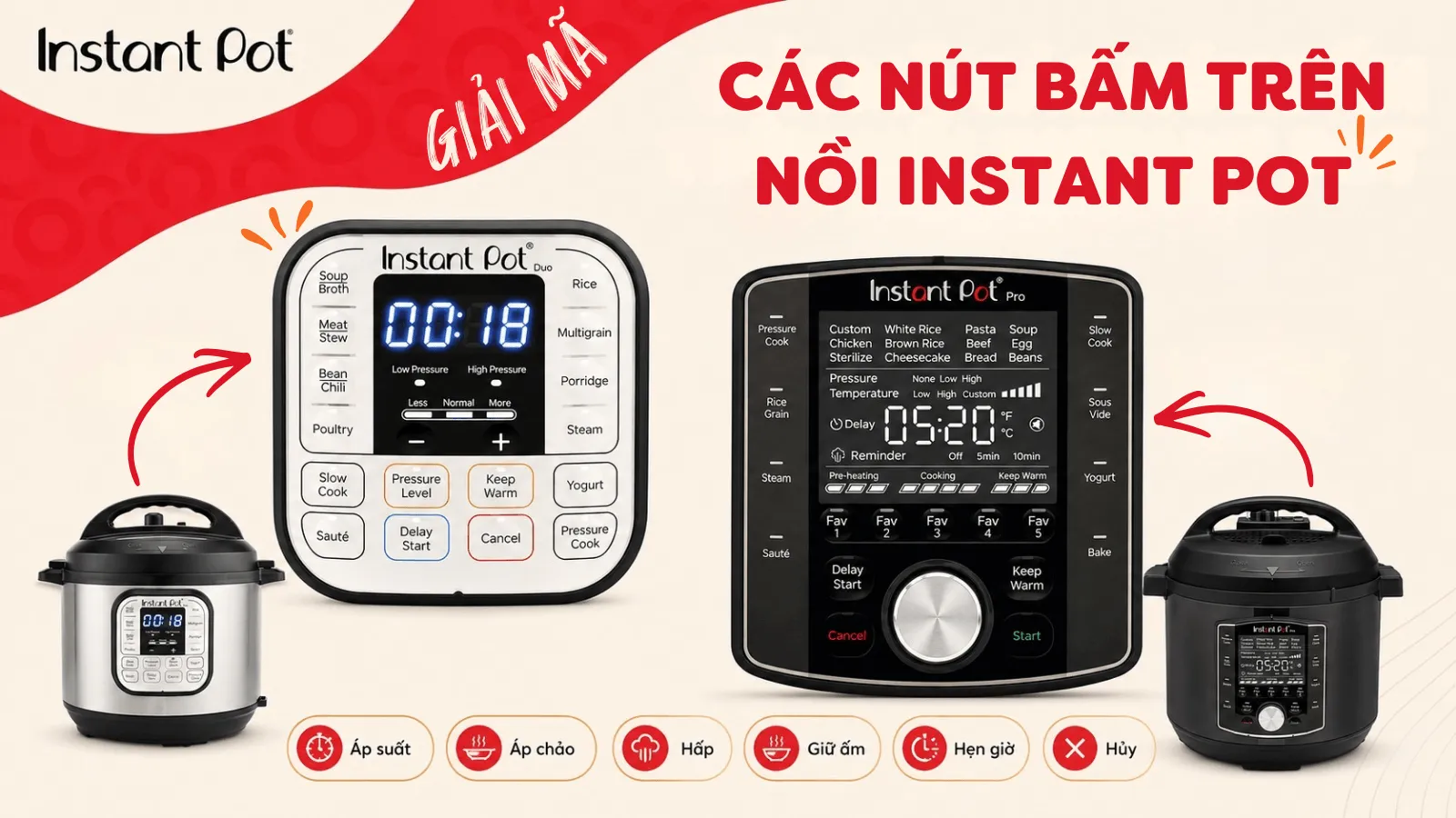 Giải mã tất tần tật các nút trên nồi Instant Pot mới nhất 2026